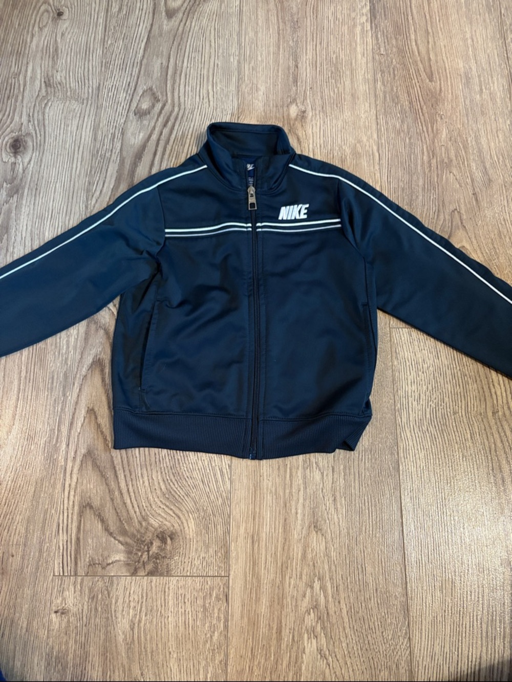 Nike Navy Blue & White Kids Zip-Up Track Jacket